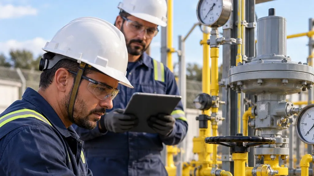 Técnicos em intervenção em rede de distribuição de gás natural